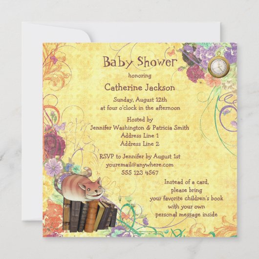 帽子屋及びチェシャー猫は本のシャワーを持って来ます 招待状 (裏面)