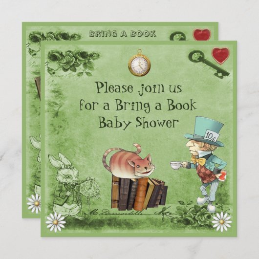 帽子屋及びチェシャー猫は本のシャワーを持って来ます 招待状 (正面/裏面)