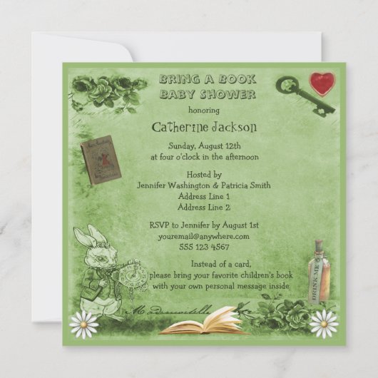 帽子屋及びチェシャー猫は本のシャワーを持って来ます 招待状 (裏面)