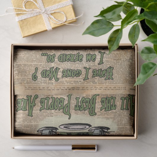 帽子屋、不思議の国、引用文のヴィンテージの芸術のアリス 薄葉紙 (ギフト)