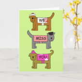 帽子恋しく思とコートを着たあなたの漫画の犬 カード (黄色い花)