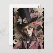 帽子消え不機嫌混合メディアコラージュ ポストカード (正面/裏面)