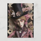 帽子消え不機嫌混合メディアコラージュ ポストカード (正面)