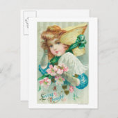 帽子考えをかぶった愛情深い乙女 ポストカード (正面/裏面)