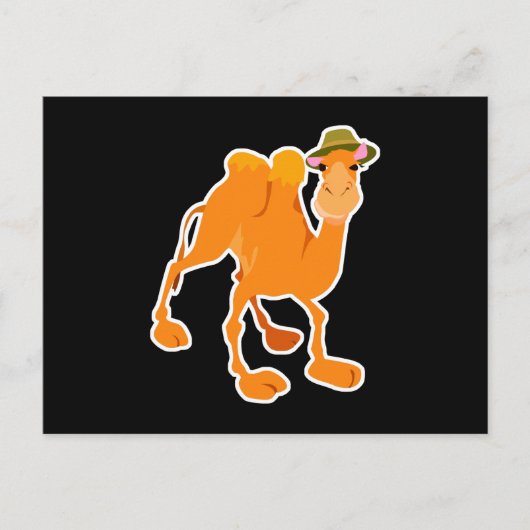 帽子間抜けをかぶったラクダ ポストカード (正面)