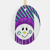 帽子霜の降りたとストライプのスカーフで セラミックオーナメント (右)