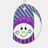 帽子霜の降りたとストライプのスカーフで セラミックオーナメント (左)