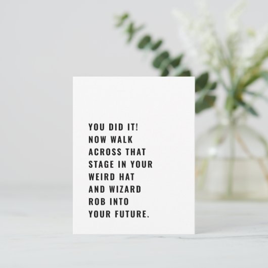 帽子風変わりとローブの卒業カードのおもしろい卒業 シーズンカード (スタンド正面)