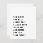 帽子風変わりとローブの卒業カードのおもしろい卒業 シーズンカード (正面/裏面)