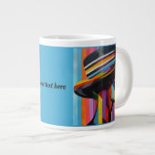 帽子2のカラフル印象的なシルエットの女性 ジャンボコーヒーマグカップ (正面右)