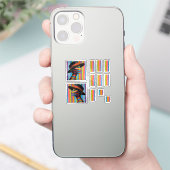 帽子7のカラフル印象的なシルエットの女性 シール (スマートフォン)