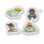 帽子、カエル、蛙、帽子、動物でカエルとカエルをパック シール (正面)