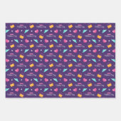 帽子、ハンドバッグ、ハート紫の母の日 ラッピングペーパーシート (正面)