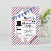 帽子、口ひげ、眼鏡21歳の誕生日招待状 招待状 (スタンド正面)