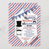 帽子、口ひげ、眼鏡21歳の誕生日招待状 招待状 (正面/裏面)