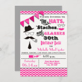 帽子、口ひげ、眼鏡30歳の誕生日招待状 招待状 (正面/裏面)