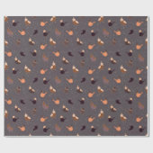 帽子、星、灰色の果実を持つクリスマスバード ラッピングペーパー (フラット)