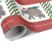 帽子、木を持つクリスマス象は、縞で飾り ラッピングペーパー (ロールコーナー)