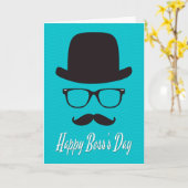 帽子、眼鏡、口ひげボスの日 カード (黄色い花)