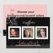 帽子 + 袖 + うずまきの卒業式招待状 / 写真 招待状 (正面/裏面)