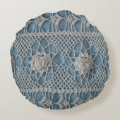 幅の広いレースのインサートの断片は小さなwhを含む ラウンドクッション (裏面)