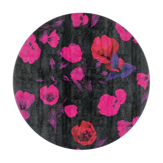 幅の広いヴィンテージフローラ、スタイル化されたチューリップのパターン。 カッティングボード (正面)