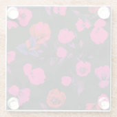 幅の広いヴィンテージフローラ、スタイル化されたチューリップのパターン。 ガラスコースター (裏面)