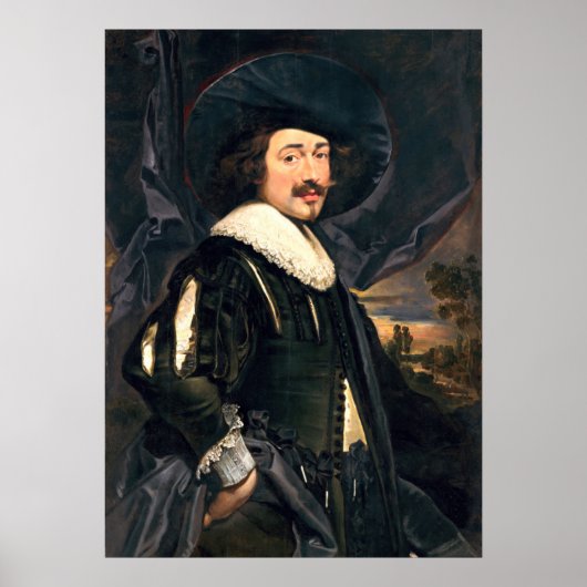 幅の広い帽子の男性 – Jan Cossiersファインアート ポスター (正面)