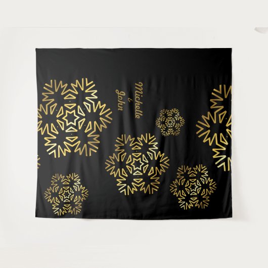 幅エレガント招待状ブラックと金ゴールド磁石 タペストリー (正面(横))