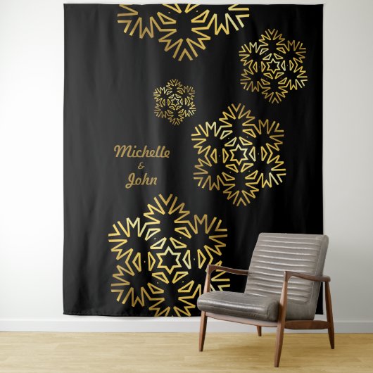 幅エレガント招待状ブラックと金ゴールド磁石 タペストリー (インサイチュ)