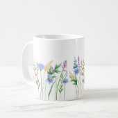 幅エレガント花マグカップ – 青 コーヒーマグカップ (正面左)