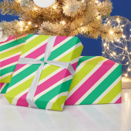 幅カラフルストライプクリスマスモダングリーンレッド ラッピングペーパー