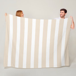 幅ストライプ広いクリームと白 フリースブランケット