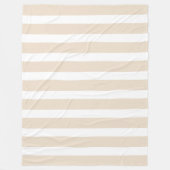 幅ストライプ広いクリームと白 フリースブランケット (正面)