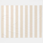 幅ストライプ広いクリームと白 フリースブランケット (正面(横))