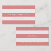 幅モダンミニマルストライプサンゴ白 名刺 (正面/裏面)