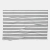 幅広いグレーのホワイトストライプ キッチンタオル (横)