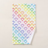 幅広いスペクトルの虹の輪郭ハート バスタオルセット (ハンドタオル)