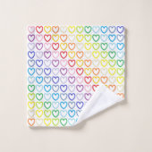 幅広いスペクトルの虹の輪郭ハート バスタオルセット (ウォッシュタオル)