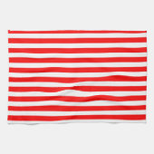幅広い赤と白のストライプ キッチンタオル (横)