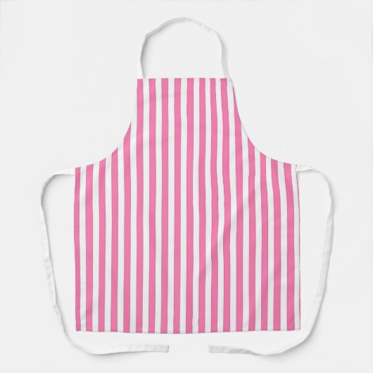 幅広ピンクの白いストライプ エプロン (正面)