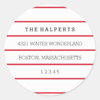 幅広ピンストライプ |赤と白 |差出人住所 ラウンドシール