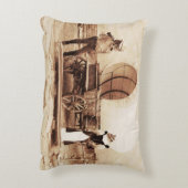 幌馬車を乗せた老西猫 アクセントクッション (裏面(縦))