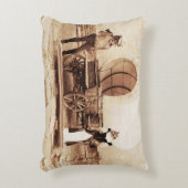 幌馬車を乗せた老西猫 アクセントクッション (正面(垂直))