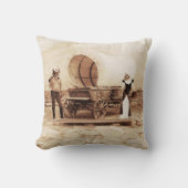 幌馬車を乗せた老西猫 クッション (正面)