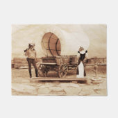 幌馬車を乗せた老西猫 ドアマット (正面)