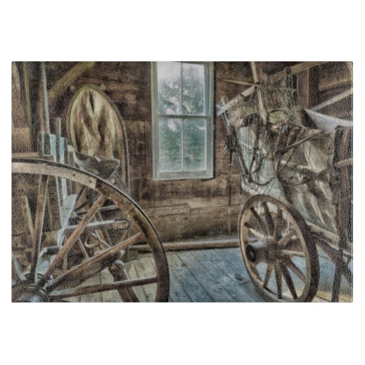 幌馬車、木の荷馬車の車輪 カッティングボード (正面)