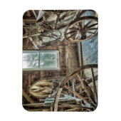 幌馬車、木製ワゴン車 マグネット (縦)