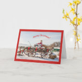 干しベール付きカウボーイサンタクリスマスワゴン カード (黄色い花)