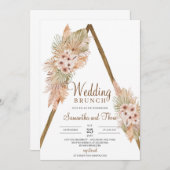 干しヤシ葉木製アーチパンパスグラスブランチ 招待状 (正面/裏面)